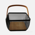 Stackable Steel and Wood Wire Bins for Kitchen Pantry Organization